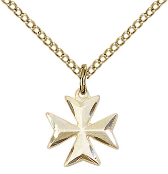 14KT GOLD FILLED MALTESE CROSS PENDANT WITH CHAIN